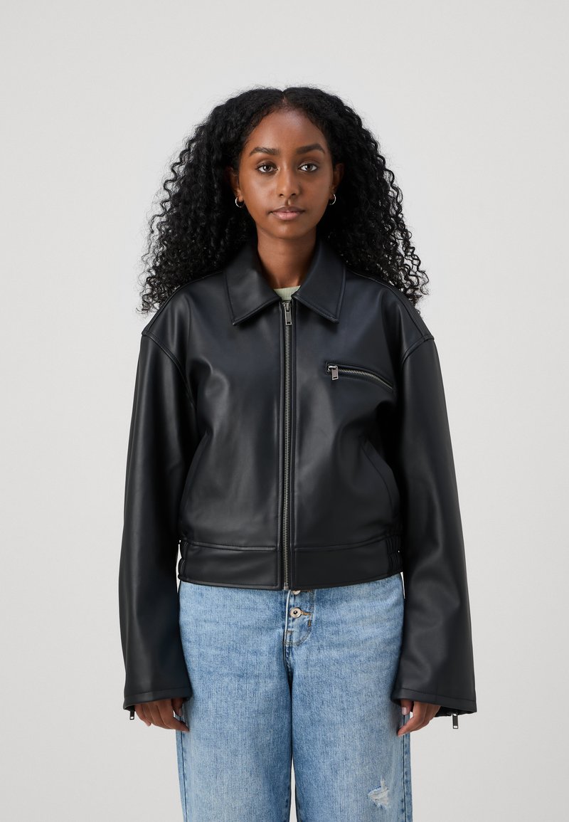 Gina Tricot Petite DISTRESSED PETITE - Casaco de pele sintética - offblack