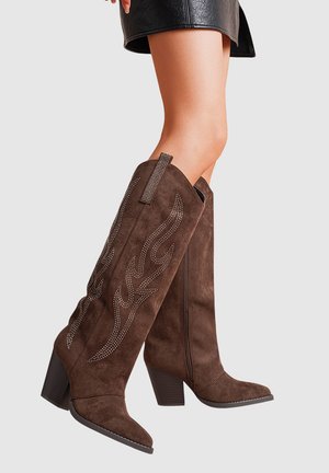 Bottes de cowboy / motard - marron chocolat