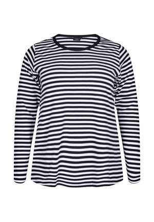 Zizzi GESTREIFTE - Tops ar garām piedurknēm - black white