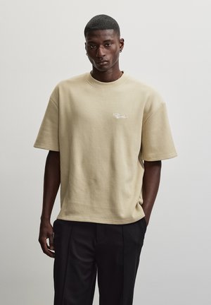 Pegador, SIGNAR OVERSIZED RIB TEE - Βασικό μπλουζάκι - washed khaki beige/white