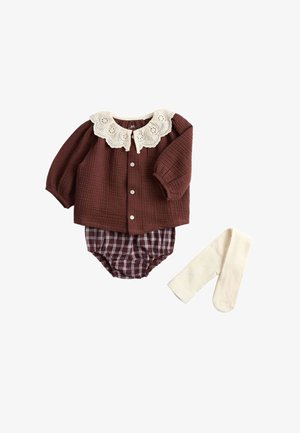 Marks & Spencer, 2PC DH GINGHAM PADDLER WITH TIGHTS UNISEX SET - Blouse - red mix