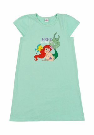 Vestito verde chiaro per bambini con Ariel la sirenetta e il pesce Flounder con la scritta "Libera come il mare" sul davanti.