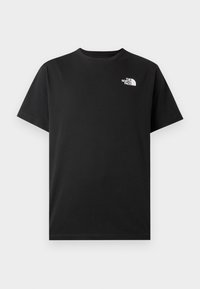 Μαύρο βαμβακερό t-shirt με κοντά μανίκια, στρογγυλή λαιμόκοψη και μικρό λευκό λογότυπο στην αριστερή πλευρά του στήθους. Λεπτή υφή, κανονική εφαρμογή.