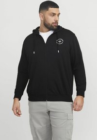 Jack & Jones PLUS SIZE GEDRUCKT - Sweatjakke - black