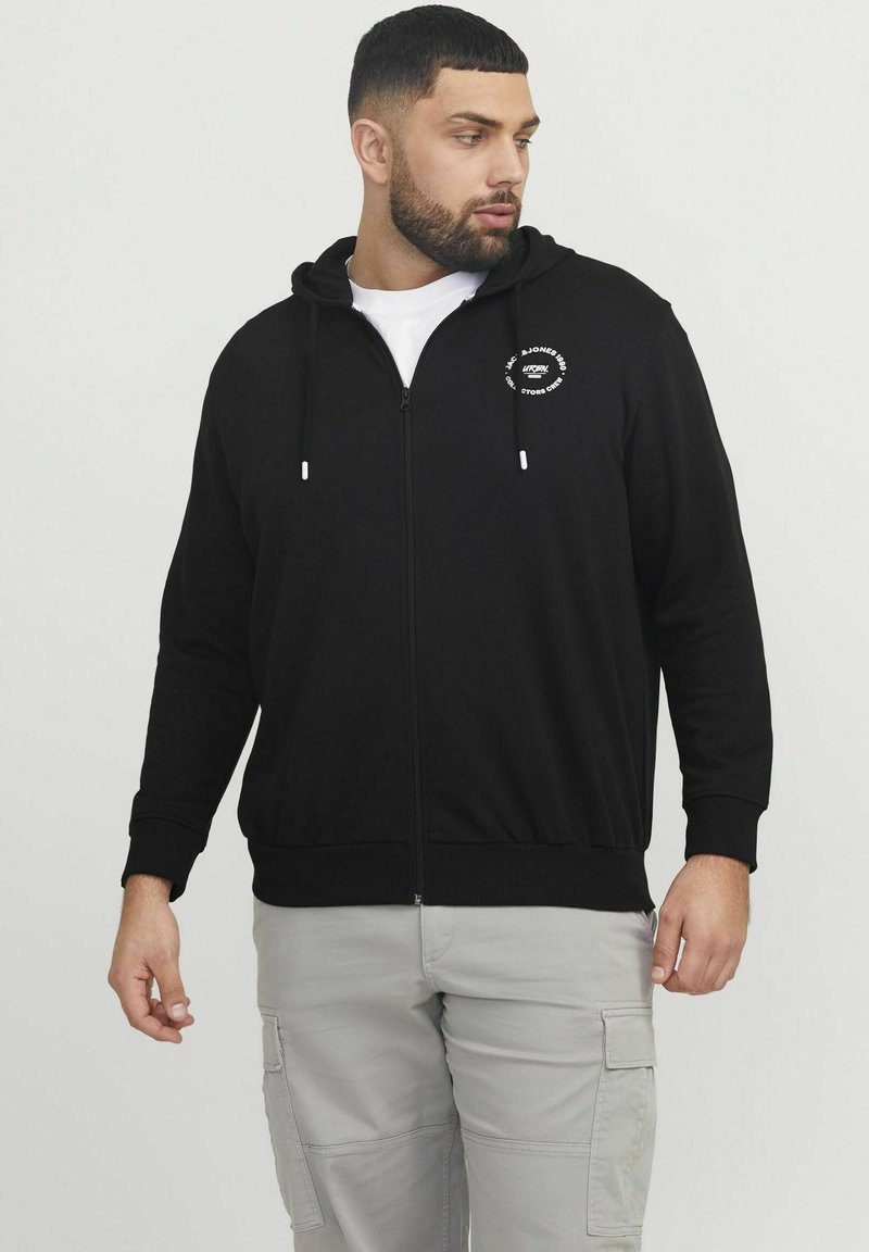 Jack & Jones PLUS SIZE GEDRUCKT - Sweatjakke - black