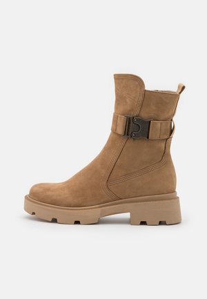 Enkellaarsjes met plateauzool - brown