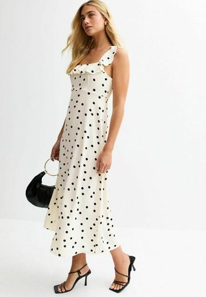 POLKA DOT RUFFLE TRIM MIDI  - Day dress - off white