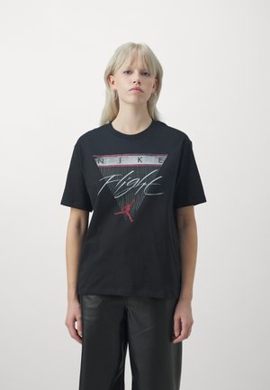 JORDAN FLIGHT HERITAGE - T-shirts med print - black/(gym red)
