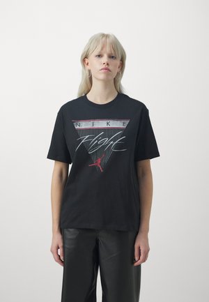 W J SS GF GFX FLT - Print T-shirt - black/(gym red)