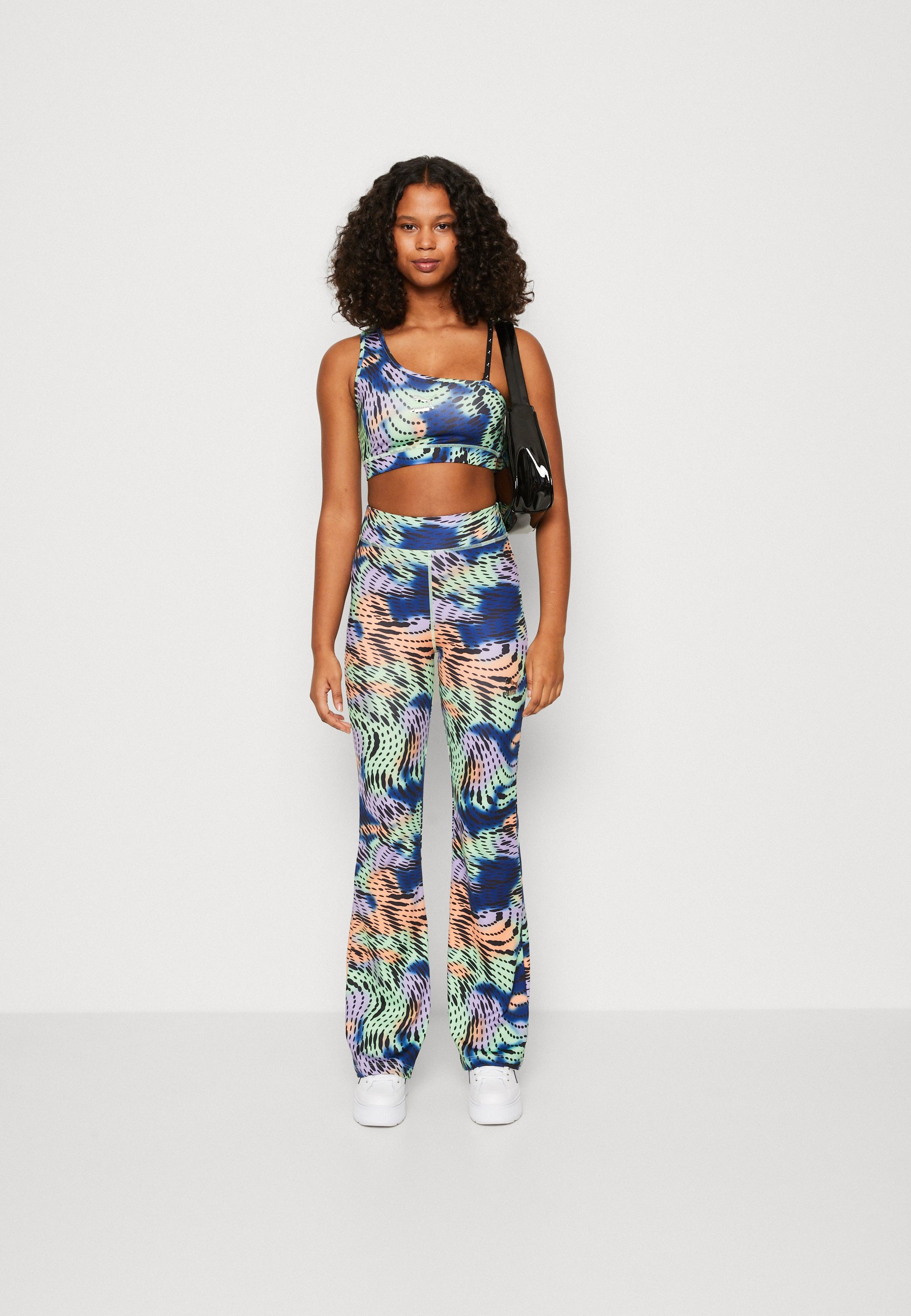 striped smocked waist bralette crop top