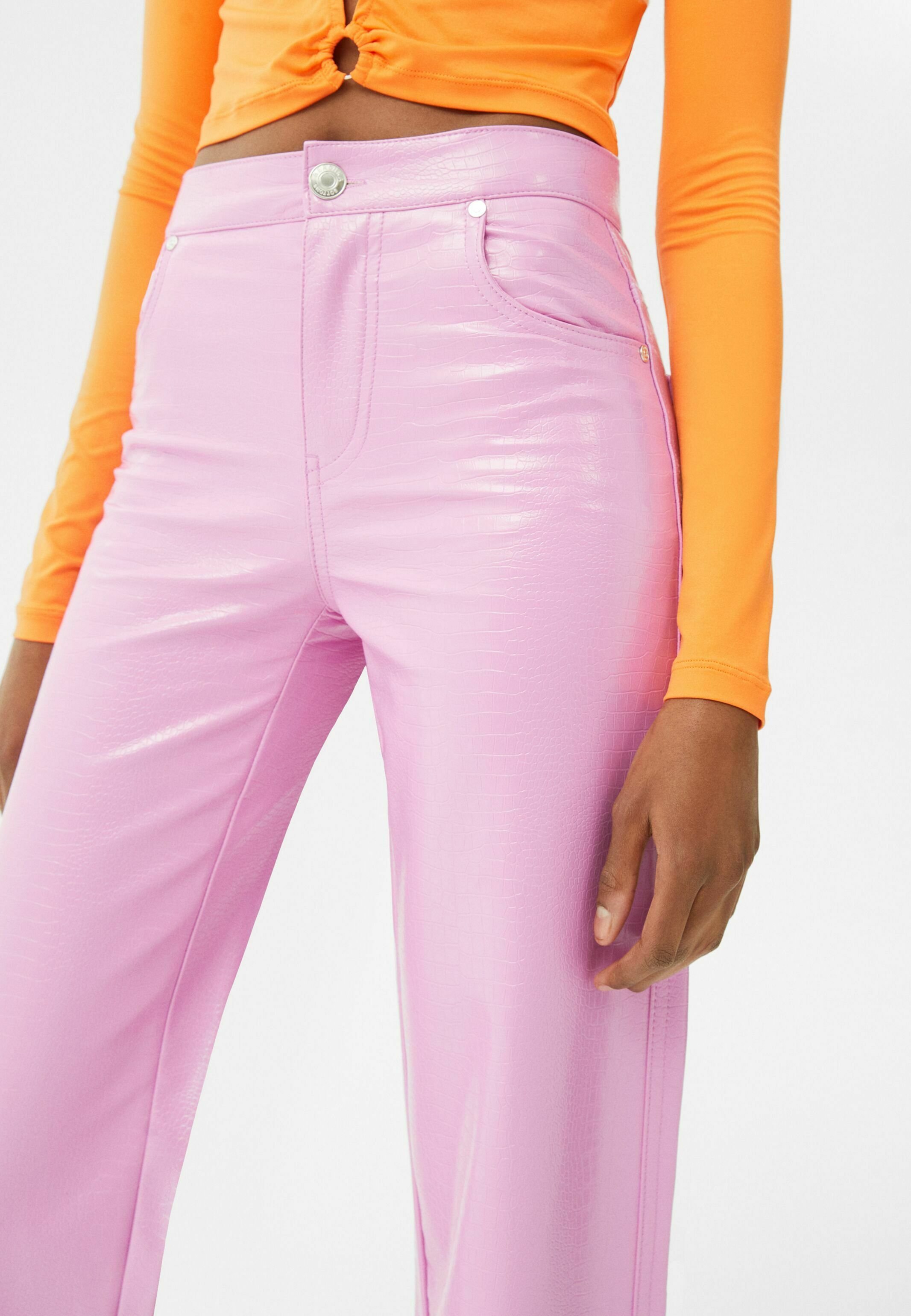 Bershka MOCK - Trousers - pink - Zalando.ie