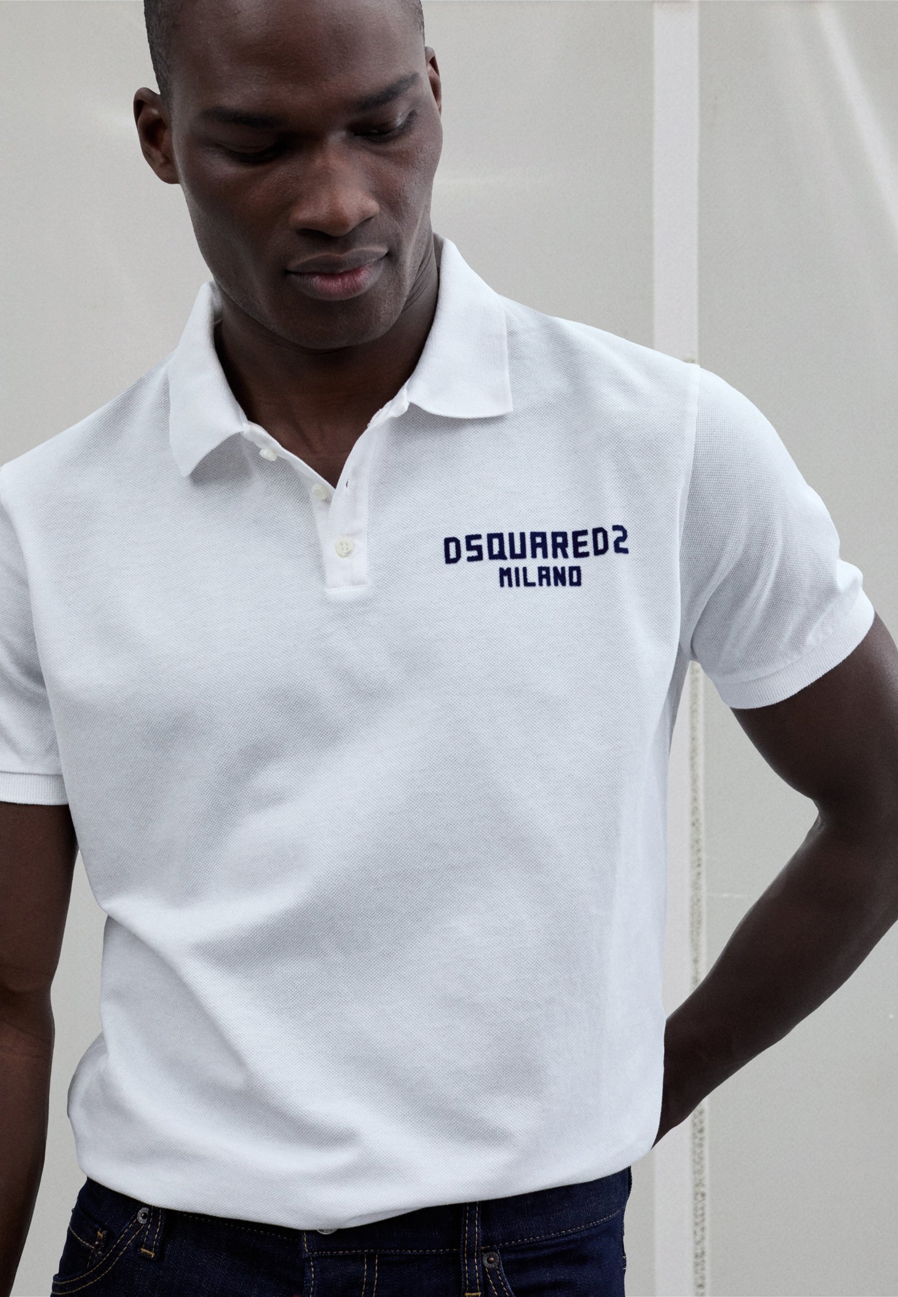 Dsquared2 TENNIS FIT - Polo shirt - white/dark blue/white