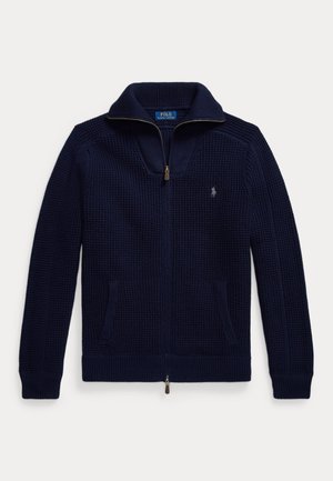 Polo Ralph Lauren WAFFLE-KNIT WOOL-COTTON FULL-ZIP SWEATER - Cardigan - hunter navy