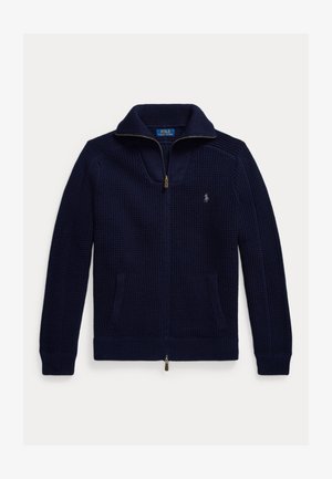 Polo Ralph Lauren WAFFLE-KNIT WOOL-COTTON FULL-ZIP SWEATER - Cardigan - hunter navy