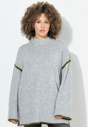 ZIERNÄHTE STEHKRAGEN LANGARM - Striktrøje - pale mottled grey