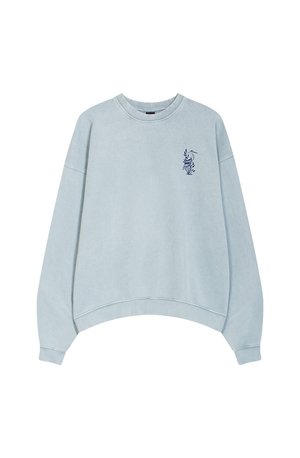 Kaotiko CREW WASHED LOTUS UNISEX - Sweatshirt - steel