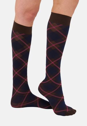 FRANKA CHECK SOLID KNEE HIGHS 2 PACK - Podkolienky - dark brown