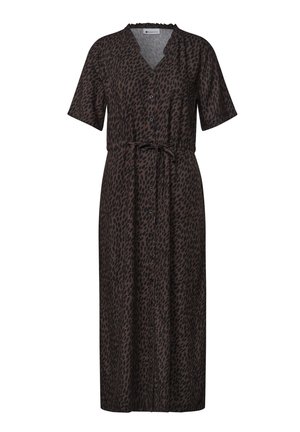 Street One, MIDIKLEID MIT V-NECK UND LEO-PRINT - Vestido camisero - molten earth
