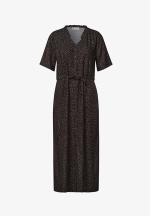 Street One, MIDIKLEID MIT V-NECK UND LEO-PRINT - Skjortekjole - molten earth