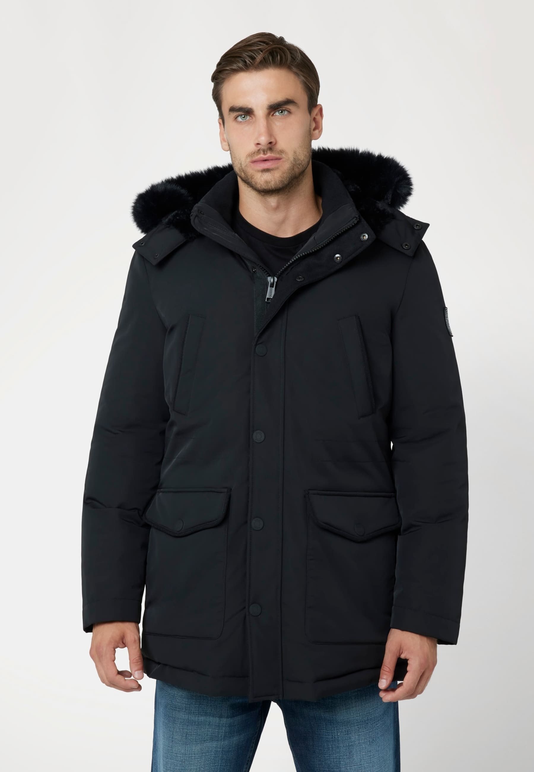 Men Guess Puffer Guess Black Winter Jacket Black Jacket M4BL41 