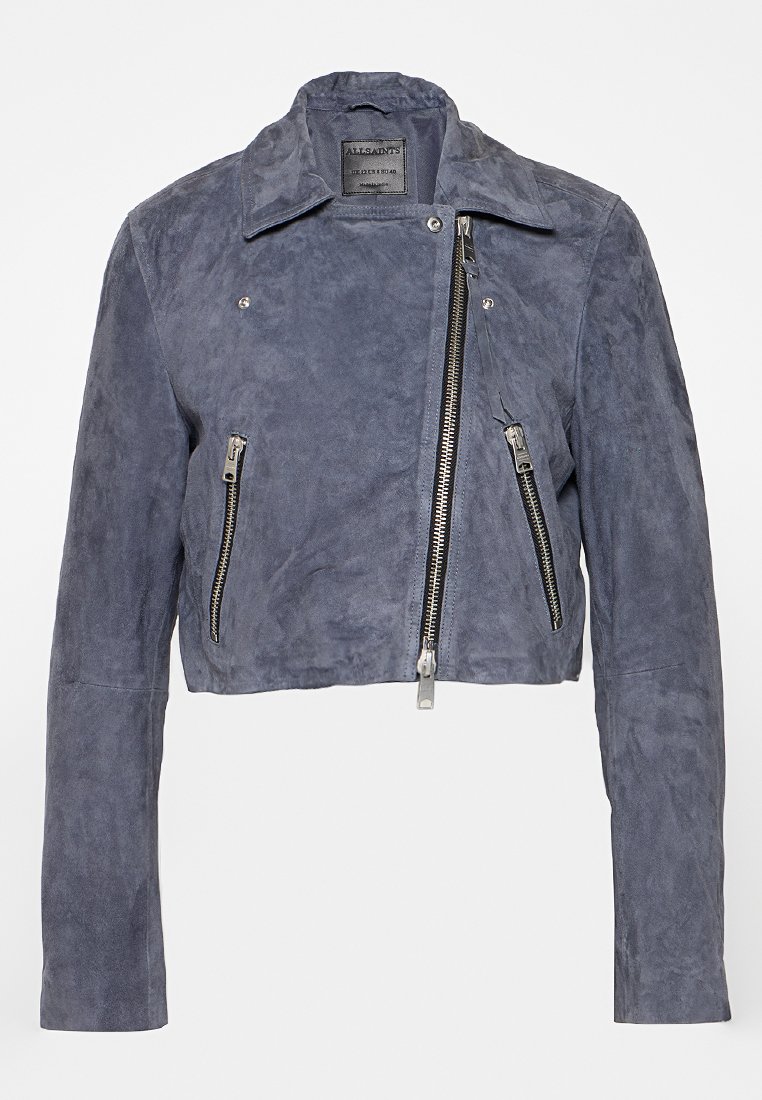 AllSaints Leren jas blauwgrijs AllSaints Leren jas blauwgrijs