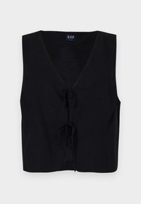 TIE FRONT VEST - Topp - true black