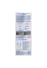 Text, das die epigenetische Technologie eines Hautpflegeprodukts, klinische Ergebnisse über mehrere Wochen, die prozentuale Reduzierung von Falten und Anwendungshinweise beschreibt.