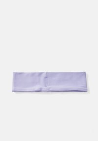 Purple fabric headband with a smooth texture, rectangular shape, and a discreet seam at the center for a secure fit.
