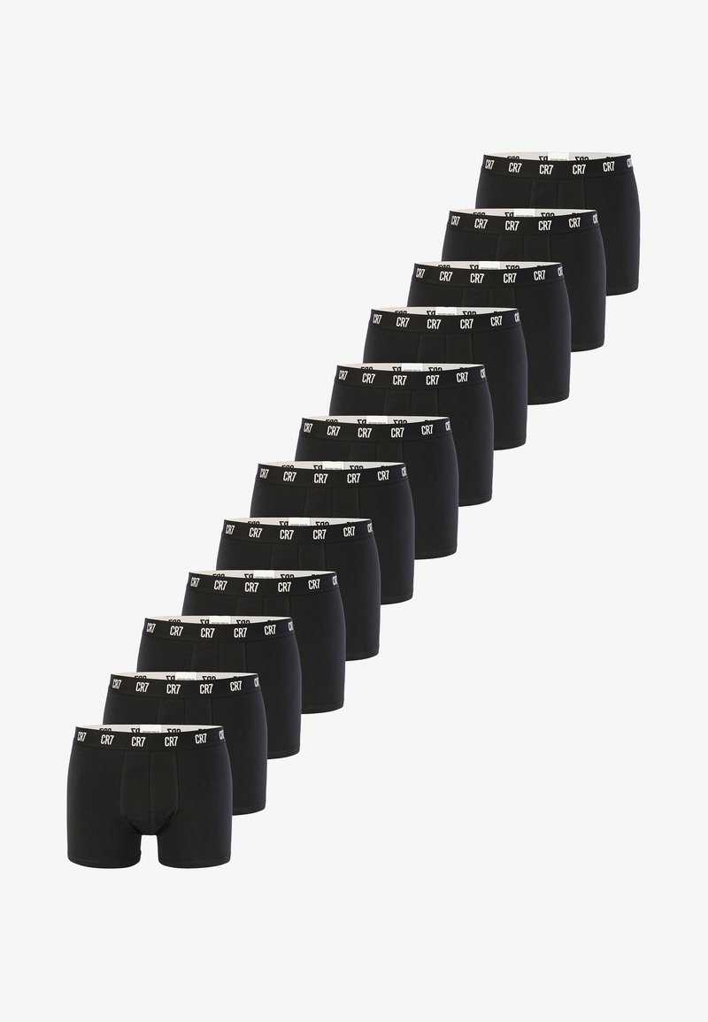 Czarne bawełniane bokserki z elastycznym paskiem oznaczonym logo CR7, o dopasowanym kroju i jednolitej długości w wielu egzemplarzach.
