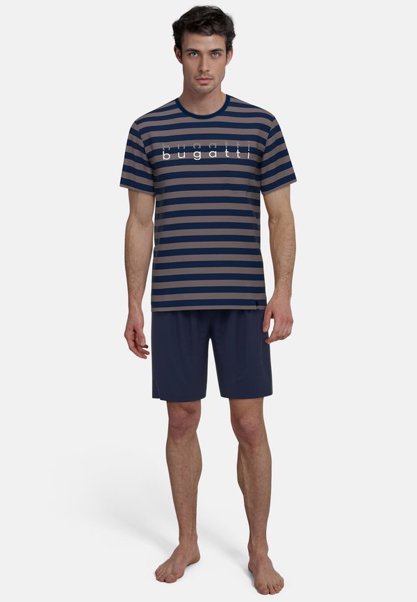 SET - Nachtwäsche Set - braun mittel ringel