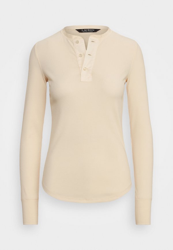 Stretch Cotton Henley Top - Long sleeved top - mascarpone cream4