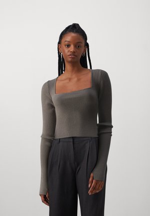 Gina Tricot SQUARENECK - Μπλούζα με μακριά μανίκια -  beige