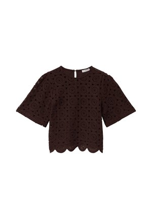 Cache Cache, CACHE CACHE CACHE CACHE T-SHIRT MIT RUNDEM MACRAMÉ-KRAGEN - Camicetta - marron foncé