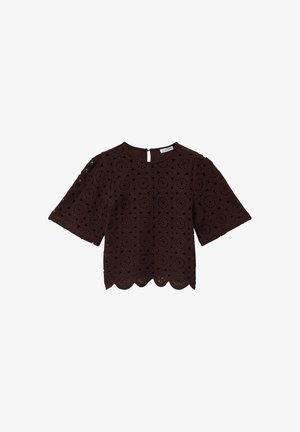 Cache Cache, CACHE CACHE CACHE CACHE T-SHIRT MIT RUNDEM MACRAMÉ-KRAGEN - Camicetta - marron foncé
