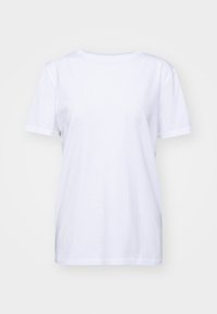 T-shirt met korte mouwen en ronde hals in effen wit, gemaakt van zachte katoenen stof. Heeft een ontspannen pasvorm en een rechte zoom zonder versieringen.