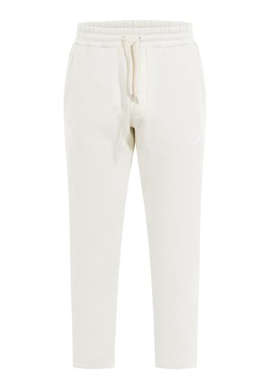 Lyscreme joggers lavet af blødt stof med elastisk talje, snoretræk og sidelommer. Subtil logo detalje på benet.