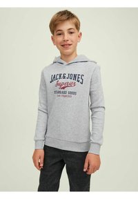 Jack & Jones Junior - JJELOGO HOOD  - Hoodie - light grey melange - 1