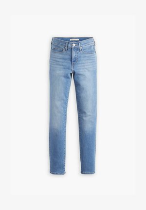Licht gewassen denim jeans met een rechte pasvorm, vijf zakken, knoopsluiting en subtiele vervaging aan de voorkant en achterkant.