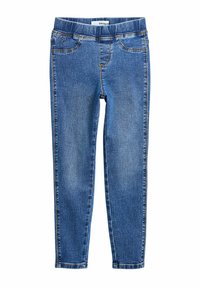 Modré džíny z denimu s rovný fit, s elastickým páskem, designem s pěti kapsami a jemnými švy podél švů.