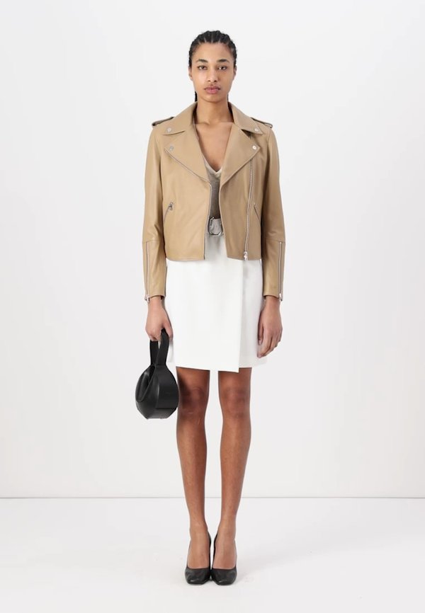 LUJANA - Leather jacket - open beige3