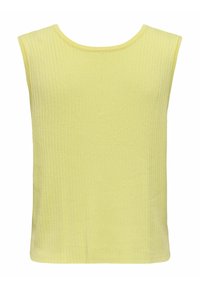 Mouwloze gele geribde tanktop met een ronde halslijn en textielstructuur, voorzien van een rechte zoom en zonder zichtbare sluitingen.