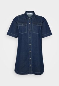 Unselected, dark blue denim