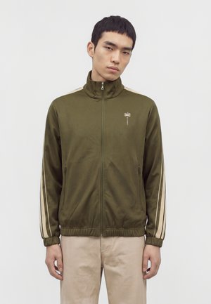 Palm Angels, PALM TREE STRIPED  - Суитшърт с цип - olive green/off white