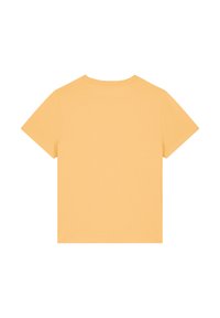 Gele katoenen t-shirt met ronde hals en korte mouwen, met een eenvoudig ontwerp zonder zichtbare patronen of accenten.
