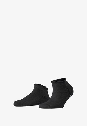 Schwarze, niedrig geschnittene Socken aus einem weichen Material mit einem gewellten Bündchen und verstärktem Zehenbereich. Verfügt über ein dezentes Markenlogo an der Seite.