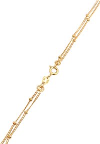 Collana in oro con maglie raffinate e piccoli accenti rotondi, dotata di chiusura a gancio. Materiale contrassegnato con un timbro di purezza.