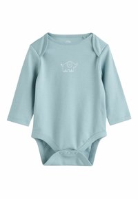 Hele sinine pikkade varrukatega bodi, mis on valmistatud pehmest kangast. Ees on väike valge elevandi kujutis ning all on nupud.