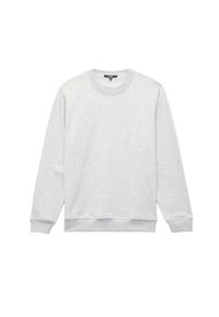 Grijze katoenen sweatshirt met een ronde halslijn, geribbelde manchet en zoom. Zachte textuur, casual pasvorm en geen zichtbare patronen of versieringen.