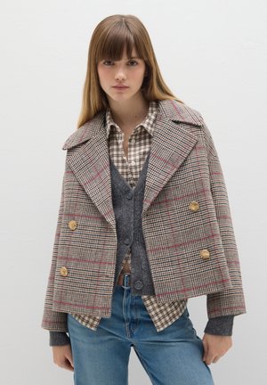 CHECKED DOUBLE-BREASTED - Blazer - black/brown