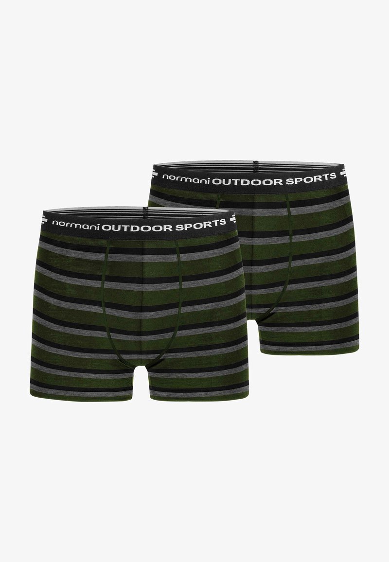 normani Outdoor Sports 2ER PACK MERINO BOXERSHORTS UNTERHOSE FUNKTIONSUNTERWASCHE SPORTHOSE - Kurze Boxershorts - grün schwarz grau